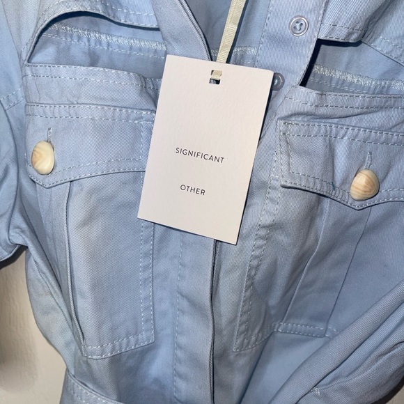 NWT SIGNIFICANT OTHER Regina Shirt Light Blue Cutout Belted Size US 4 - Picture 12 of 12